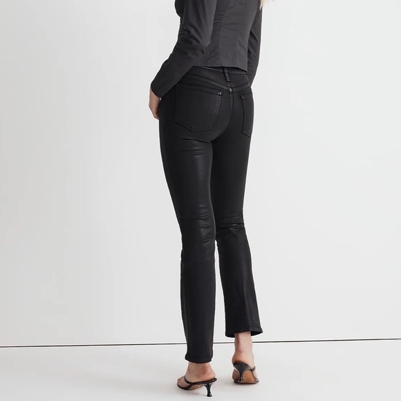 Madewell Kick Out Crop Jeans in True Black Wash: Coated Edition - Picture 4 of 8